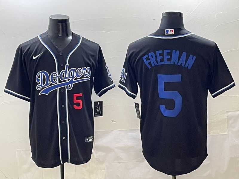 Men 2025 Los Angeles Dodgers #5 Freeman Black Three generations Fashion Nike MLB Jersey style 7